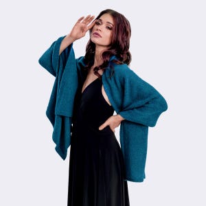 Wedding Shawl | Wedding Cape | Wedding Cover | Wedding Bolero for the Bride | Wedding Sweater | Hen party gift | Azure