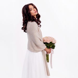 Wedding Shawl | Wedding Cape | Wedding Cover | Wedding Bolero for the Bride | Wedding Sweater | Hen party gift | Cappuccino