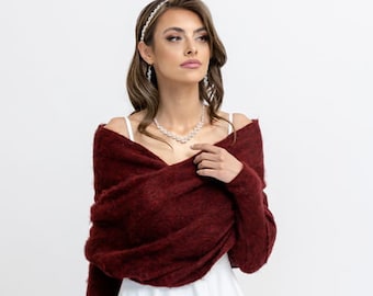 Scialle da Sposa | Coprispalle da Sposa | Bolero da Sposa per la Sposa | Cardigan da Sposa | Regalo per l'Addio al Nubilato | rosso