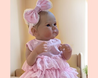 Reborn 47CM Realistic Lifelike Full Body Vinyl Doll, Reborn Baby Doll, Hand Made Girl Doll Painted Hair, Waterproof, Dolls Toy Gift