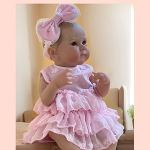 Reborn 47CM Realistic Lifelike Full Body Vinyl Doll, Reborn Baby Doll, Hand Made Girl Doll Painted Hair, Waterproof, Dolls Toy Gift