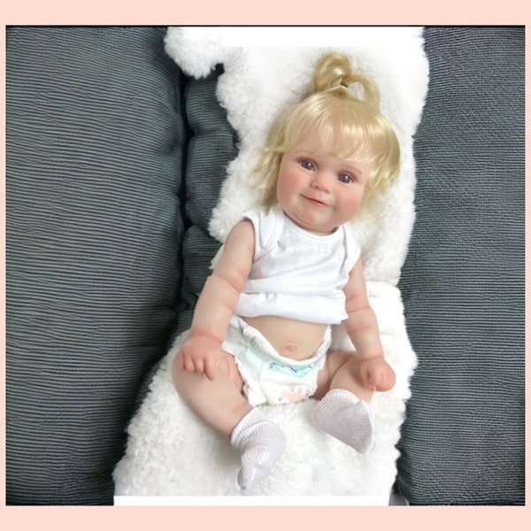 Reborn 45CM Realistic Lifelike Full Body Silicone Vinyl Doll, Reborn Baby Doll, Hand Made Girl Doll Long Hair, Waterproof, Dolls Toy Gift