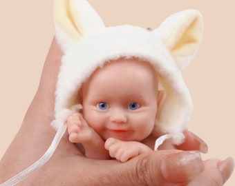 6" Reborn Full Body Silicone Realistic Mini Newborn Smiling Baby Doll, Bath Washable, Waterproof