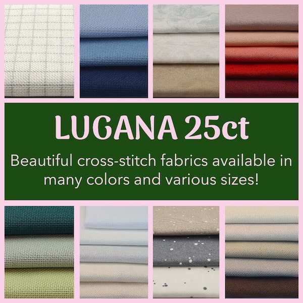 LUGANA 25ct di Zweigart / Tagli grandi e piccoli in tanti colori! / Tessuto a trama uniforme da 25 fili di alta qualità per punto croce e ricamo.
