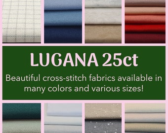 LUGANA 25ct di Zweigart / Tagli grandi e piccoli in tanti colori! / Tessuto a trama uniforme da 25 fili di alta qualità per punto croce e ricamo.