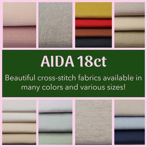 AIDA 18ct by Zweigart Large and small cuts in many colors High quality 18 count cotton fabric for cross-stitch enthusiasts. image 1