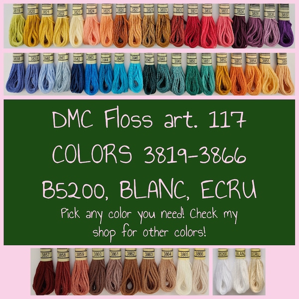 DMC Embroidery floss 3819-3866 (art. 117) | All other colors available in my shop!