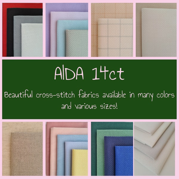 Zweigart AIDA cloth 14ct for cross-stitch | Large and small cuts, many colors + Easy Count and Rustico! | High quality cotton fabric