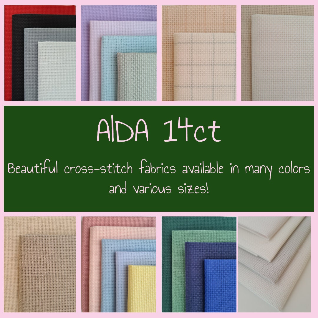KCS 19 x 28 14CT Counted Cotton Aida Cloth Cross Stitch Fabric (Natural)