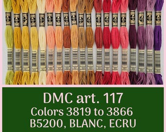 DMC Stickgarn art. 117 - Farben 3819 bis 3866 + B5200, BLANC, ECRU