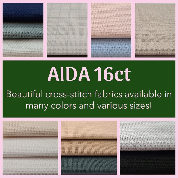 AIDA 16ct van Zweigart | Grote en kleine sneden, veel kleuren + Easy Count! | Hoogwaardige 16-delige katoenen stof voor liefhebbers van kruissteek.
