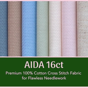 Zweigart Aida 16ct – tkanina do haftu krzyżykowego – 100% bawełny – szerokość 110 cm (43") – wybierz swój rozmiar