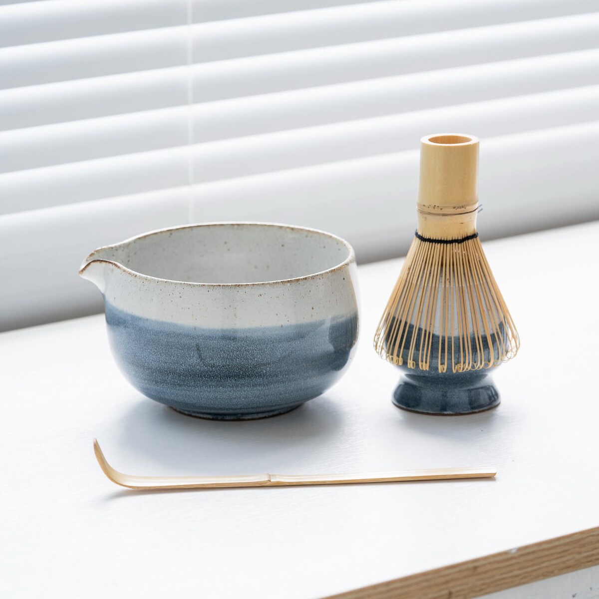 Blue Ocean Ceramic Matcha Bowl Set With Spout Bamboo Whisk and Chasen Holder Handmade Japanese Matcha Tea Ceremony Set 450ml - Etsy