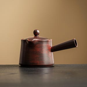 Hand-brushed Ceramic Kyusu Teapot Red Side Handle Gongfu Tea Pot 210ml