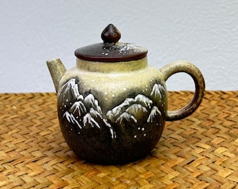 Hand-painted Snow Landcape Ceramic Teapot Handmade Mountain Tea Pot 150ml