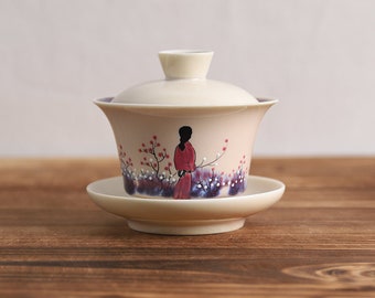 Beauty Ceramic Gaiwan Chinese Tea Bowl with Lid 120ml