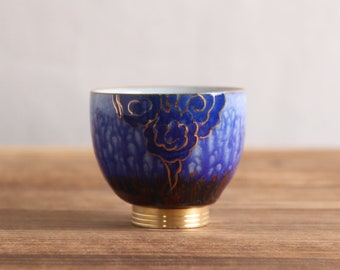 Ceramic Tea Cup with Copper Bottom Lucky Cloud Teacup 100ml