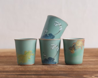 Longquan Celadon Ceramic Tea Cup Set of 2 Cups 60ml
