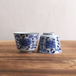 2pcs/ set Blue- and-White Ceramic Tea Cup 110ml