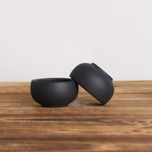 2pcs/set Volcanic Stone Black Ceramic Tea Cup Set of 2 Cups