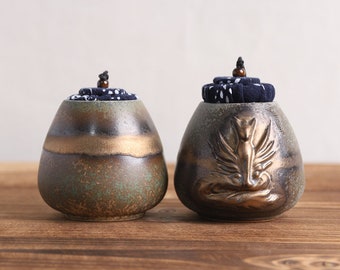 Small Size Ceramic Tea Caddy Bronze Loose Tea Storage