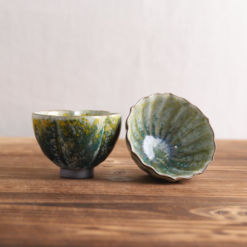 Green Ceramic Tea Cup Chinese Tea Cup 100ml Etsy