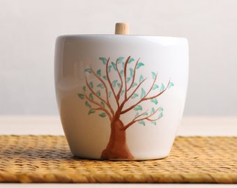 Hand-painted Tree Ceramic Tea Caddy for Storage Tea