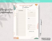 Planificateur quotidien, planner, calendrier, agenda, planner digital non daté en français, imprimable, compatible GoodNotes A4,A5 et A6