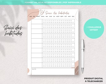Habit Tracker | Habit tracker | Goal Planner | Planner in French | Printable PDF A4, A5 and A6