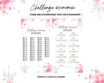 Desafíos para colorear de 52 semanas, desafíos de lunes, desafíos de ahorro, desafíos de ahorro en francés, presupuesto imprimible, sobre A6 para planificador de presupuesto