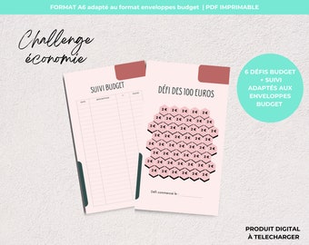 Expense tracking | A6 format envelope challenges | French budget challenge | Budget challenge kit | Challenge from 50 to 2,500 euros PDF to print & laminate