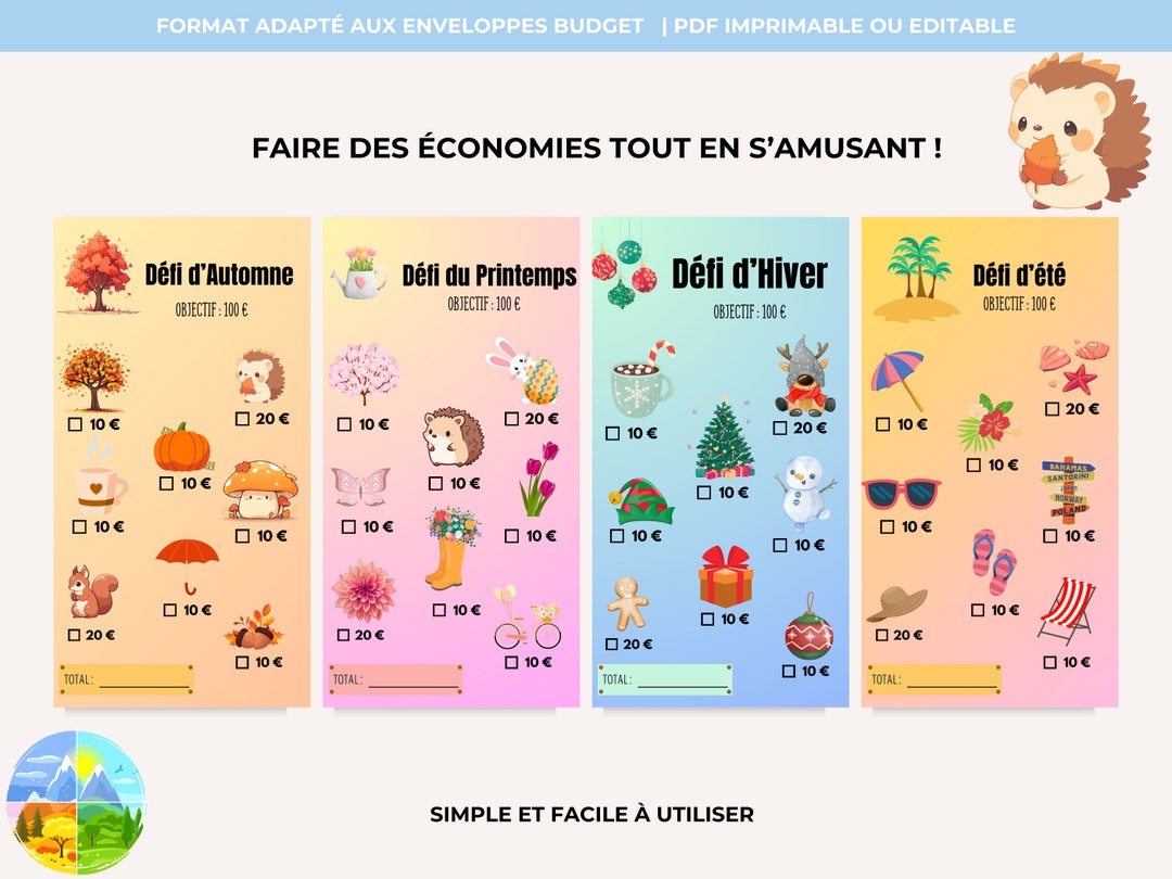 Défi saisons 2024 économie Défis épargne en français Challenge saisons — free download