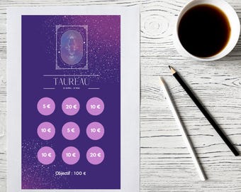 Desafíos Horóscopo dorado Reto económico Reto ahorro en francés Sobre presupuestario A6 para imprimir Planificador de presupuesto Carpeta presupuestaria económica