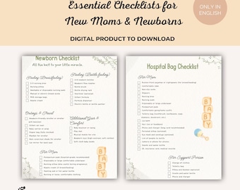 May include: Printable PDF checklist for new moms and newborns. Includes a newborn checklist and a hospital bag checklist. The checklists are designed by moms and are available for digital download.