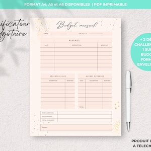 Expense tracking, Budget planner, Budget planner French Budget Planner Agenda Finance Management Savings tracking A4, A5 and A6