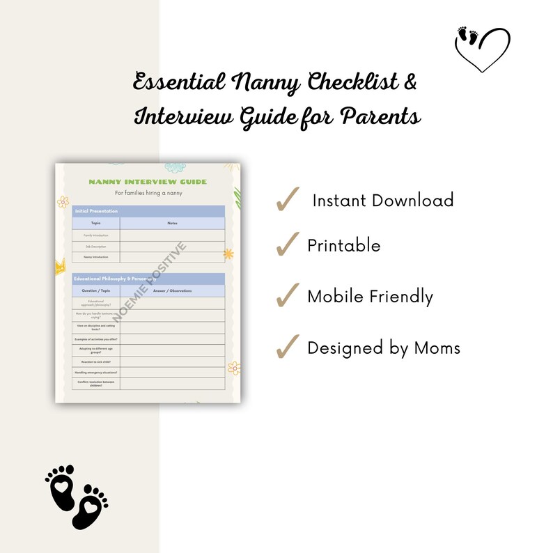 Nanny Checklist.pdf Nanny Checklist & Interview Guide | Printable Babysitter Checklist ...