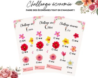 Desafío de presupuesto Nombres Sobre de presupuesto A6 personalizable economía Desafíos de ahorro en francés Desafío para imprimir Planificador Carpeta de presupuesto