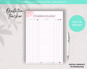 Ovulation tracker | Ovulation planner | Tracker with ovulation test strips stickers | Printable and GoodNotes digital download | A4, Letter