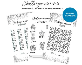 Budget Economy Challenge 52 weeks 2025, 12 Month Challenge for budget planner envelope, French savings challenges budget A6 PDF format