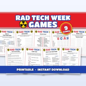 Rad Tech Week Games Bundle, 9 Printable Radiology Party Games, Happy Rad Tech Week Activities, Radiologic Technologist Appreciation, RT Week