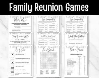 Fun Family Reunion Games, 15 Printable Games Bundle, Family Reunion Ideas for Adults & kids