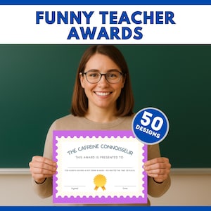 Funny Teacher Awards - 50 Printable Certificates, End of Year Staff Party,  Humorous Staff Recognition, Teacher Appreciation Printables