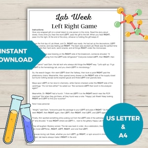 Juego de la semana del laboratorio Juego de izquierda a derecha Imprimible Divertido juego de apreciación de técnicos de laboratorio Descarga instantánea Actividad de la semana del laboratorio médico