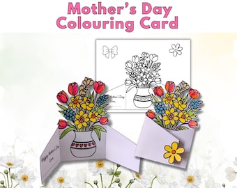 Mother's Day Card, Mother's Day Craft Sunday School  Kindergarten Activity Mom's Day Gift Last Minute Mother's Day Card