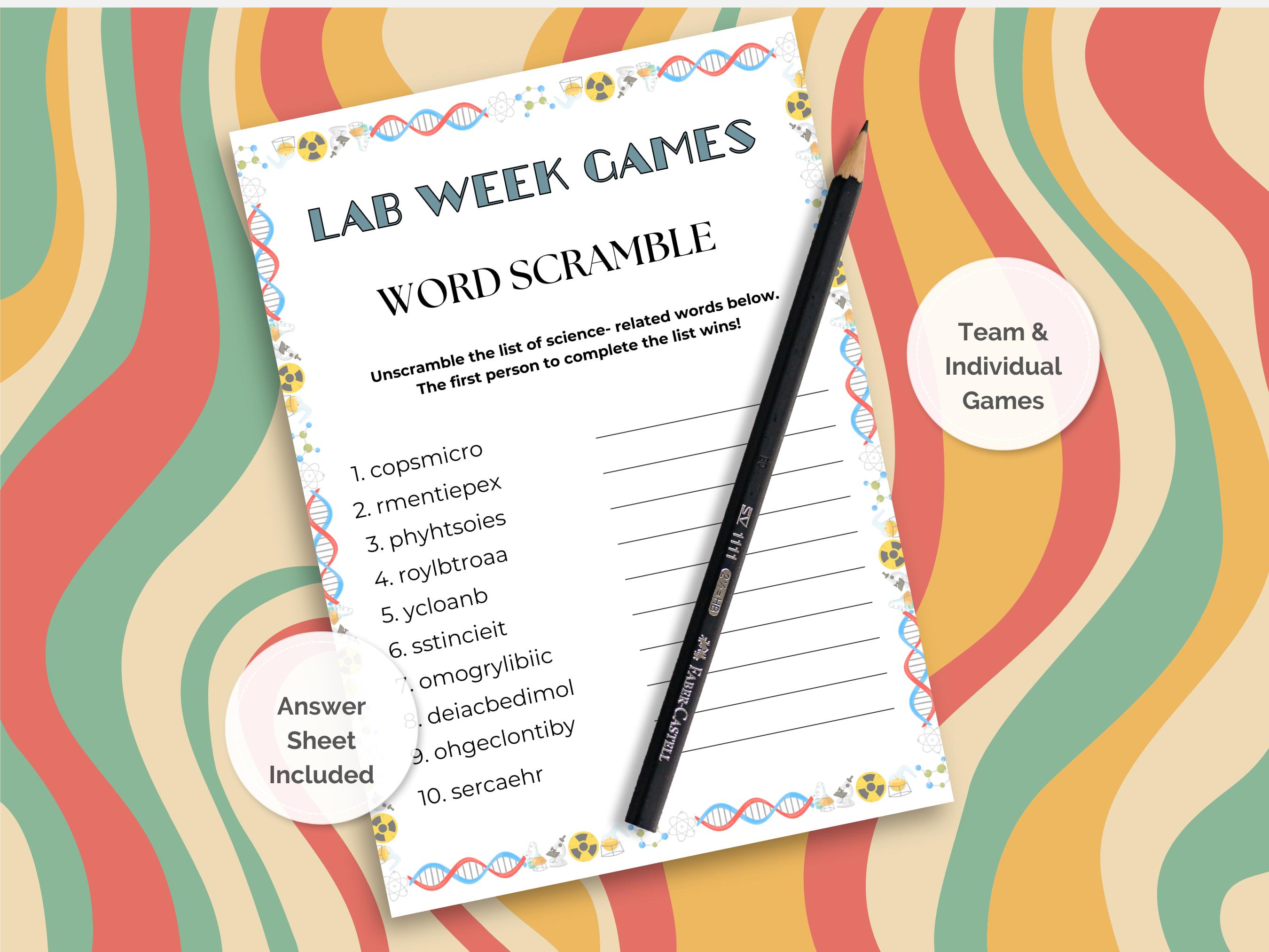 Printable Lab Week 7 Games Bundle, 2025 Lab Week, Co-worker Games ...