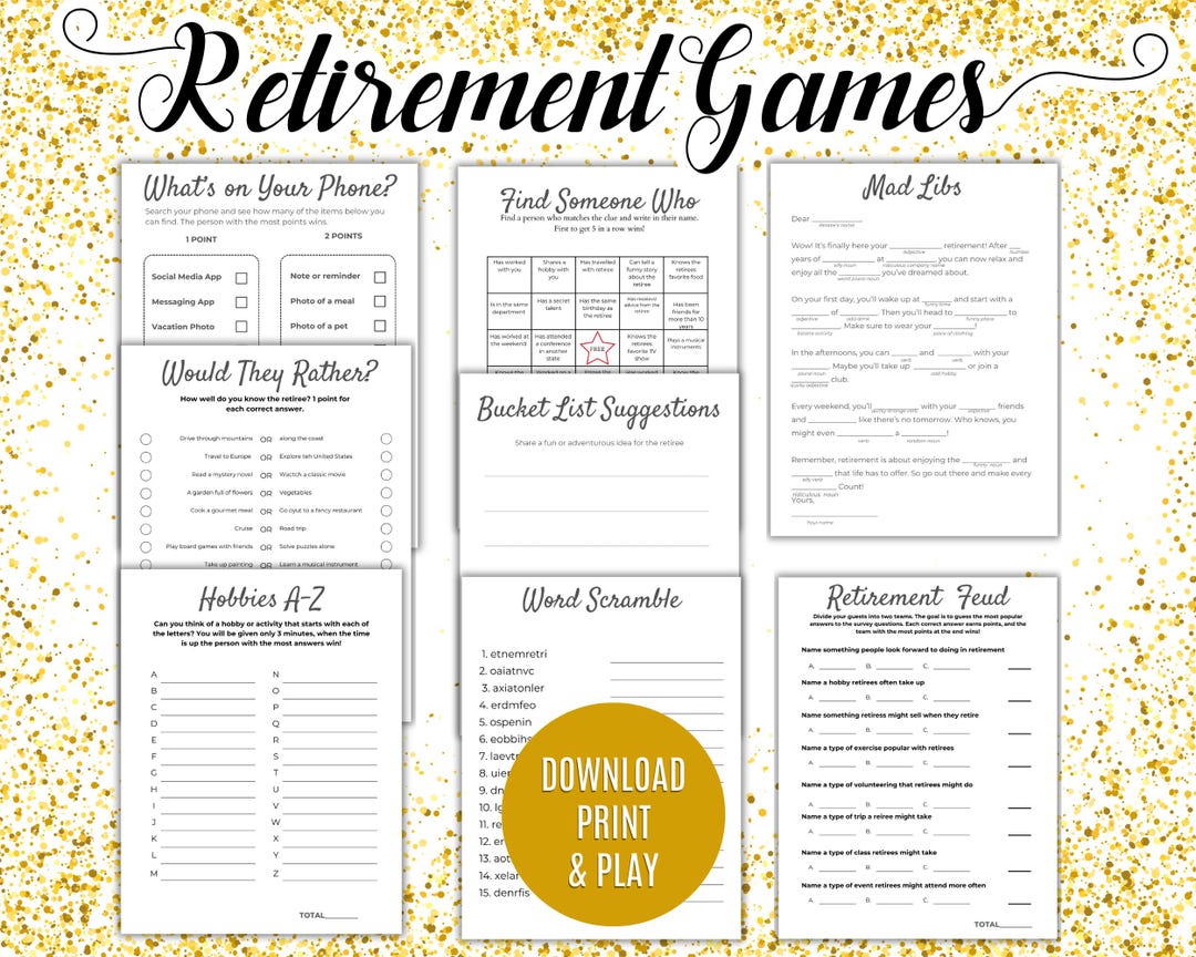 Retirement Party Games Bundles, Fun Office Games, Surprise Retirement ...
