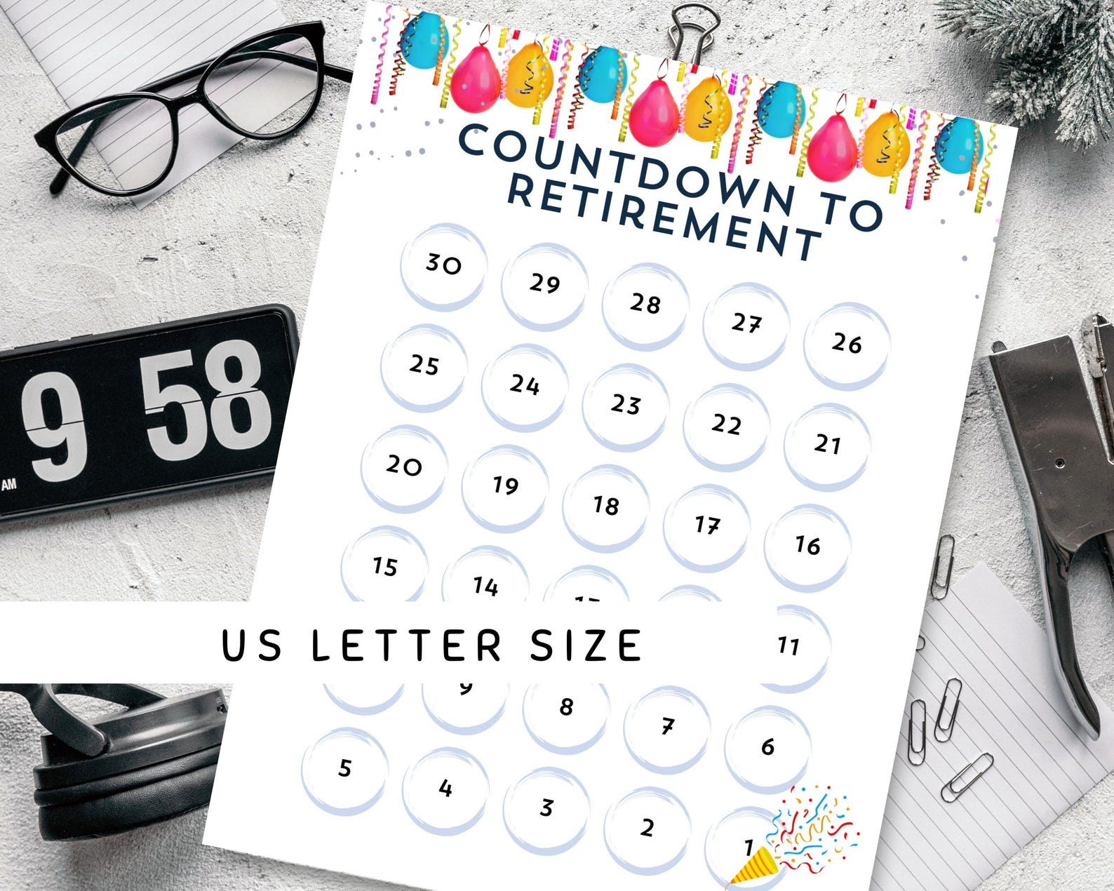 30 Day Retirement Countdown Calendar Retirement Celebration 