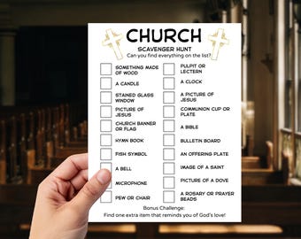 Printable Church Scavenger Hunt for teens and adults, Fun & Engaging Activity, Sunday School Worship Services, Youth groups, Church Events