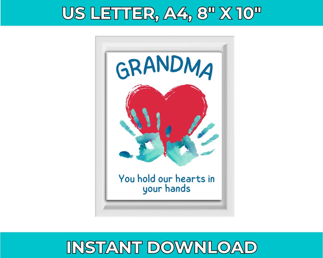 Grandma Handprint Art Printable, Mother’s Day Gift From Grandkids, DIY ...