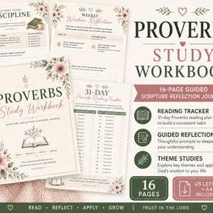 Quaderno di studio dei Proverbi, diario di studio biblico di 31 giorni, guida alla riflessione sulle Scritture, agenda di saggezza cristiana, PDF in formato US Letter e A4